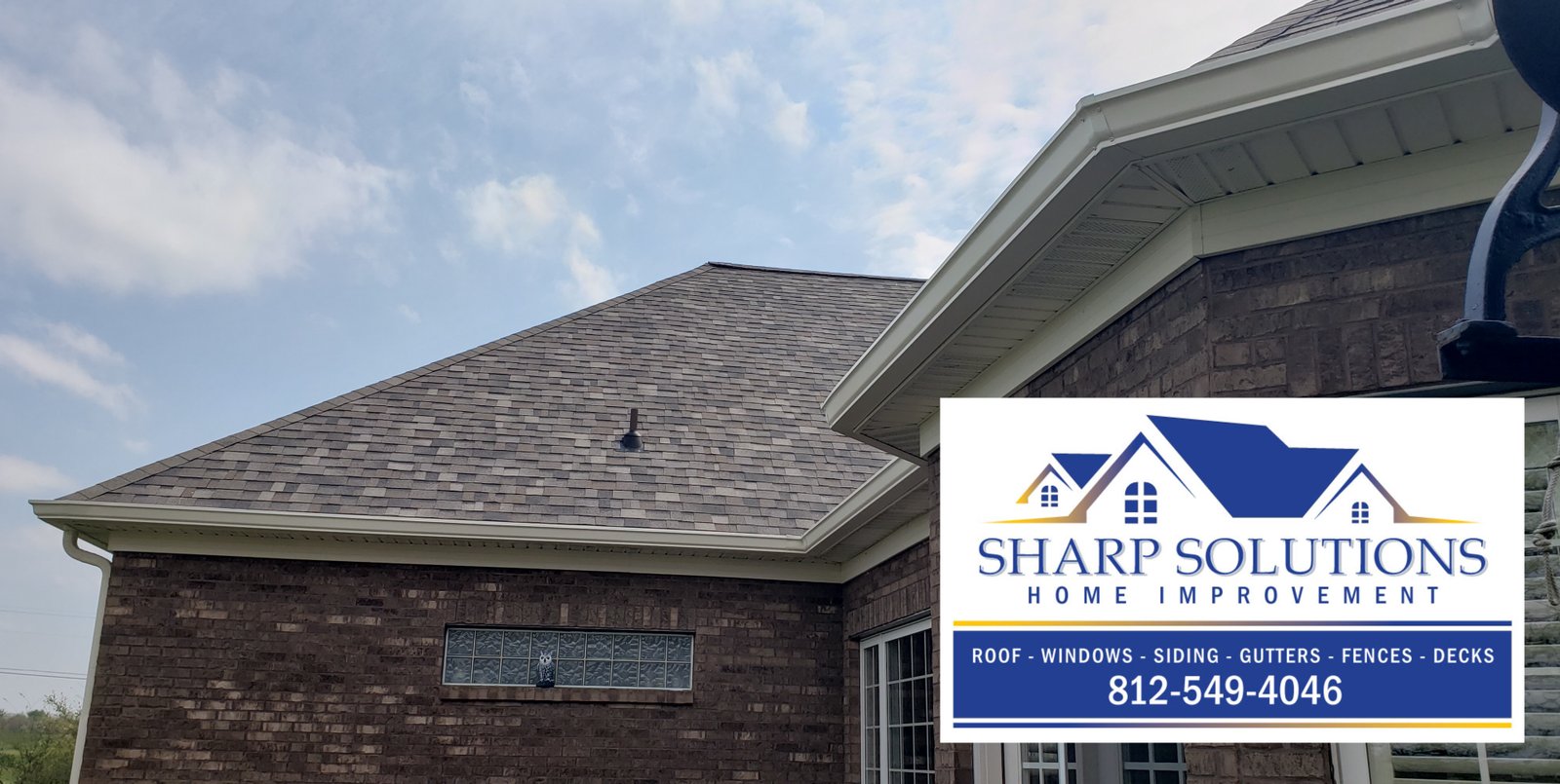 Black Roofing Tile New Roof Gutters on porch Deck overlooking the backyard Window overlooking patio